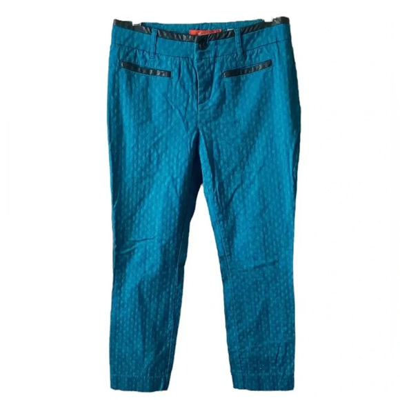 ANTHROPOLOGIE CARTONNIER | Green Jacquard Charlie Ankle Cotton  Pants Size 8 - Picture 4 of 9